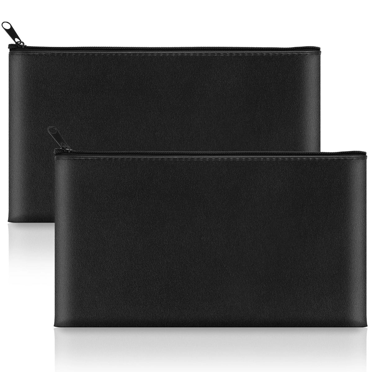 2 Pack Leather Cash Money Bags Zipper Bank Deposit Bag Cash Register Bag