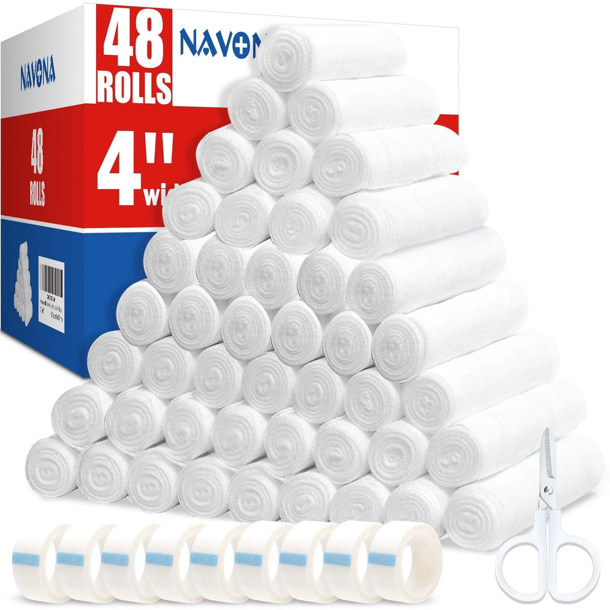 48 Pack 4 Inch 4.1 Yards Gauze Bandage Roll, Gauze Wrap Rolls