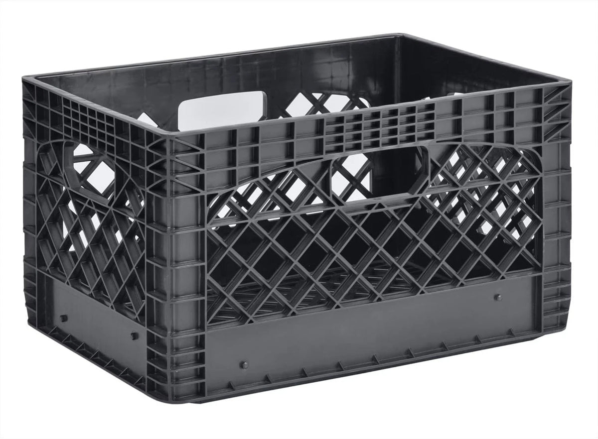 Juggernaut Storage 24QT Plastic Heavy-Duty Milk Crate, Black