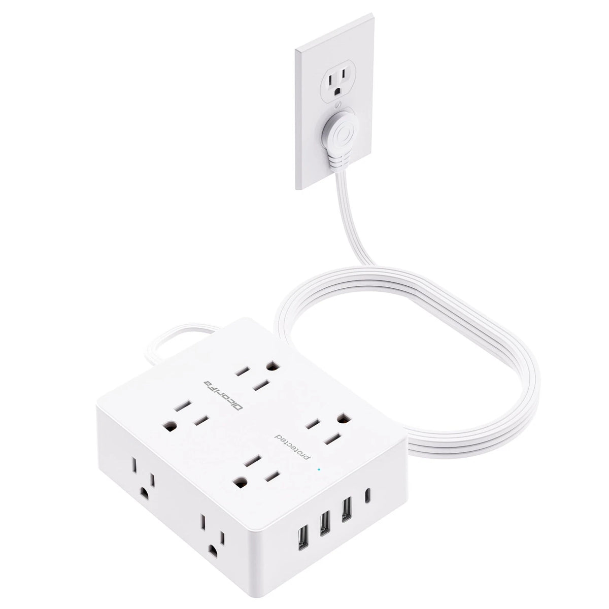 10FT Surge Protector Power Strip with 8 Outlets and 4 USB Ports