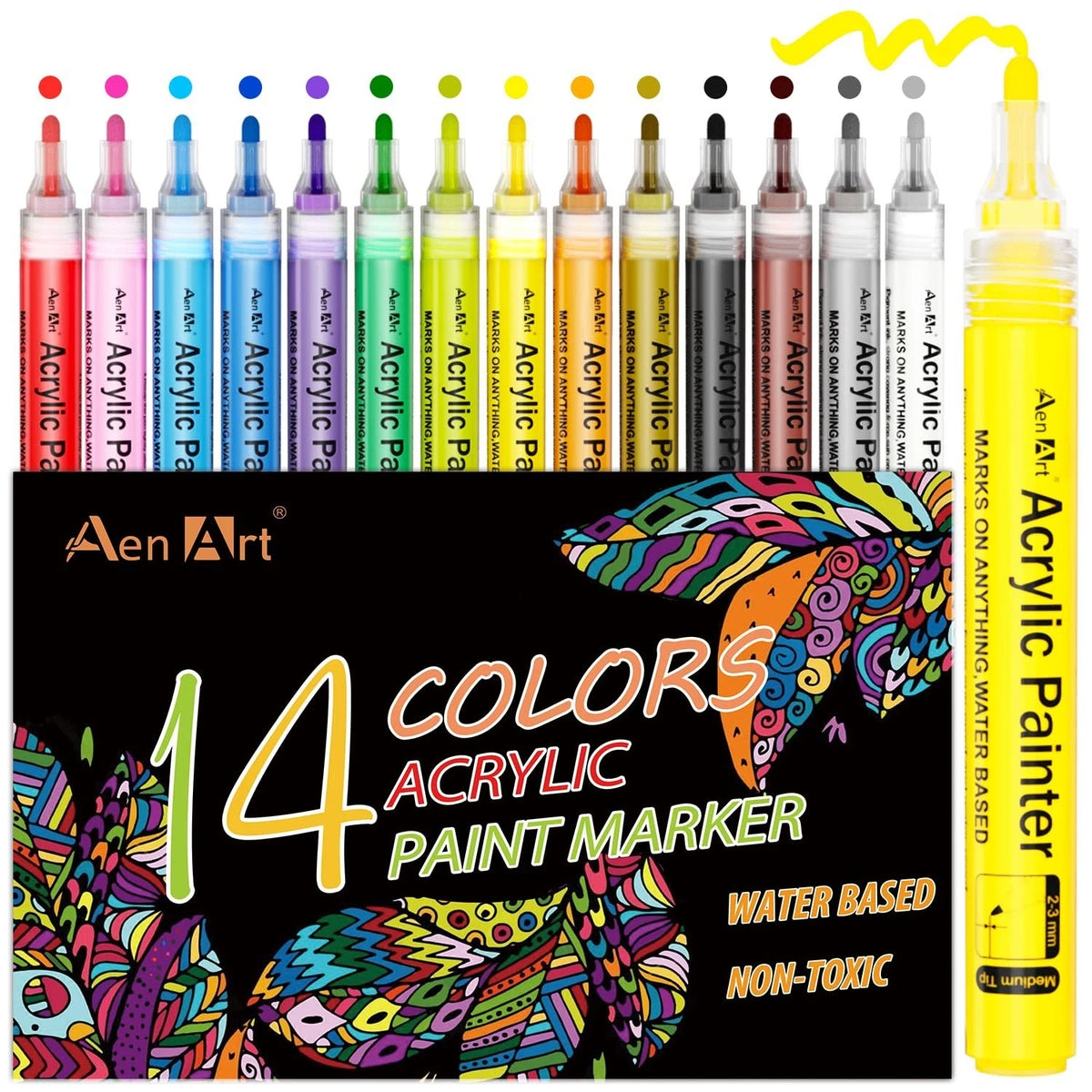 Set of 14 Acrylic Paint Marker Pens for Glass Wood Rock Painting Scrapbooking