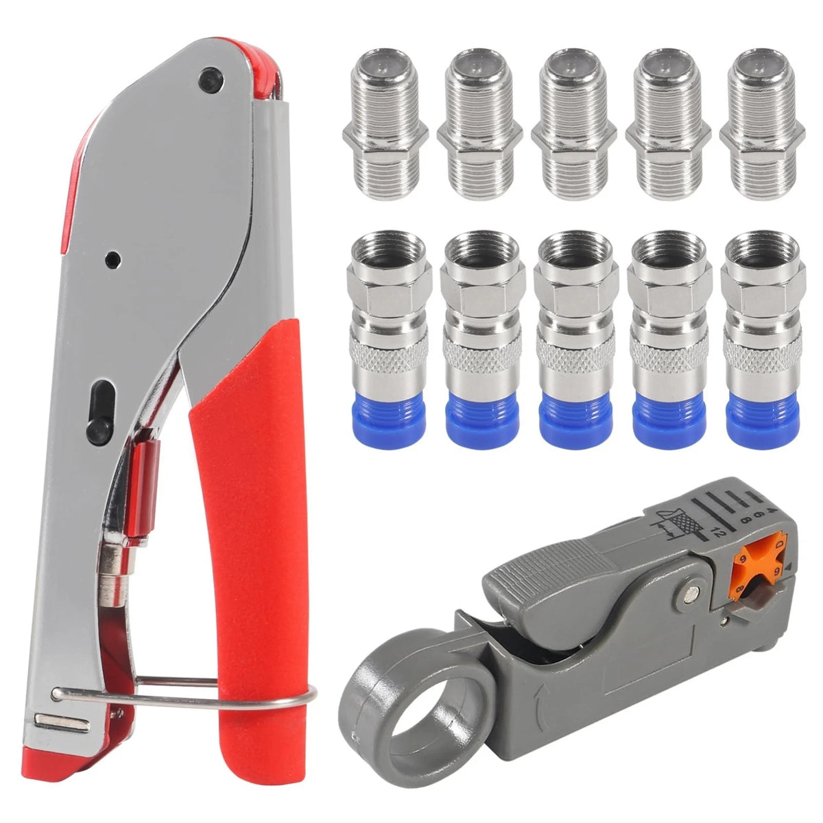 Coax Cable Crimper Tool Kit with 20pcs F Type RG59 RG6 Compression Connectors...