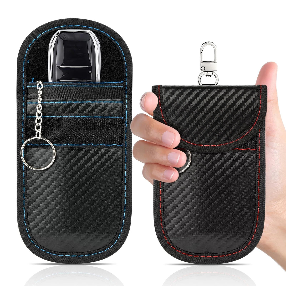 2 Pack Faraday Key Fob Protector, Premium Car RFID Signal Blocking Pouch, Sec...