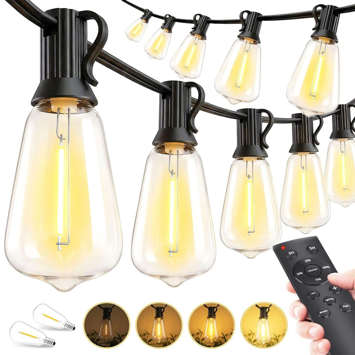 Outdoor String LED Patio Lights - 100Ft 30M outside Waterproof Light with Remote