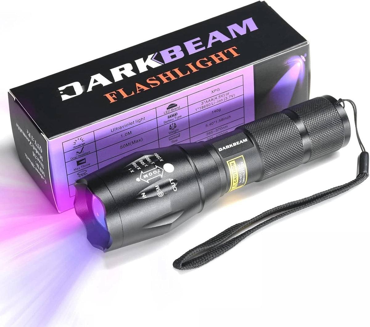 DARKBEAM UV 365Nm and 395Nm Light Wood'S Lamp Blacklight Ultraviolet Flashlight