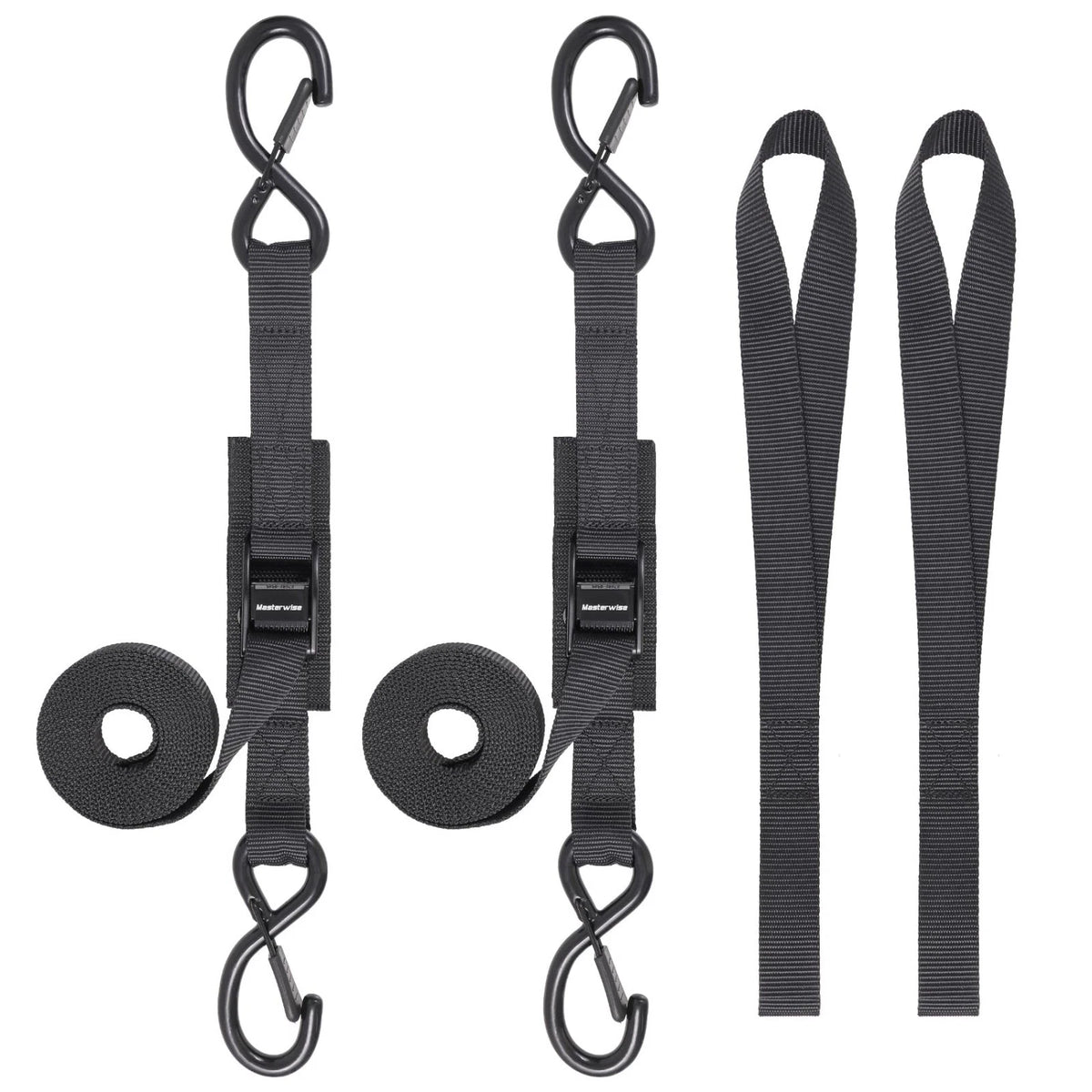 Tie down Straps with Hooks, 8 Feet 1200Lbs Break Strength Cam Buckle Tiedown Set