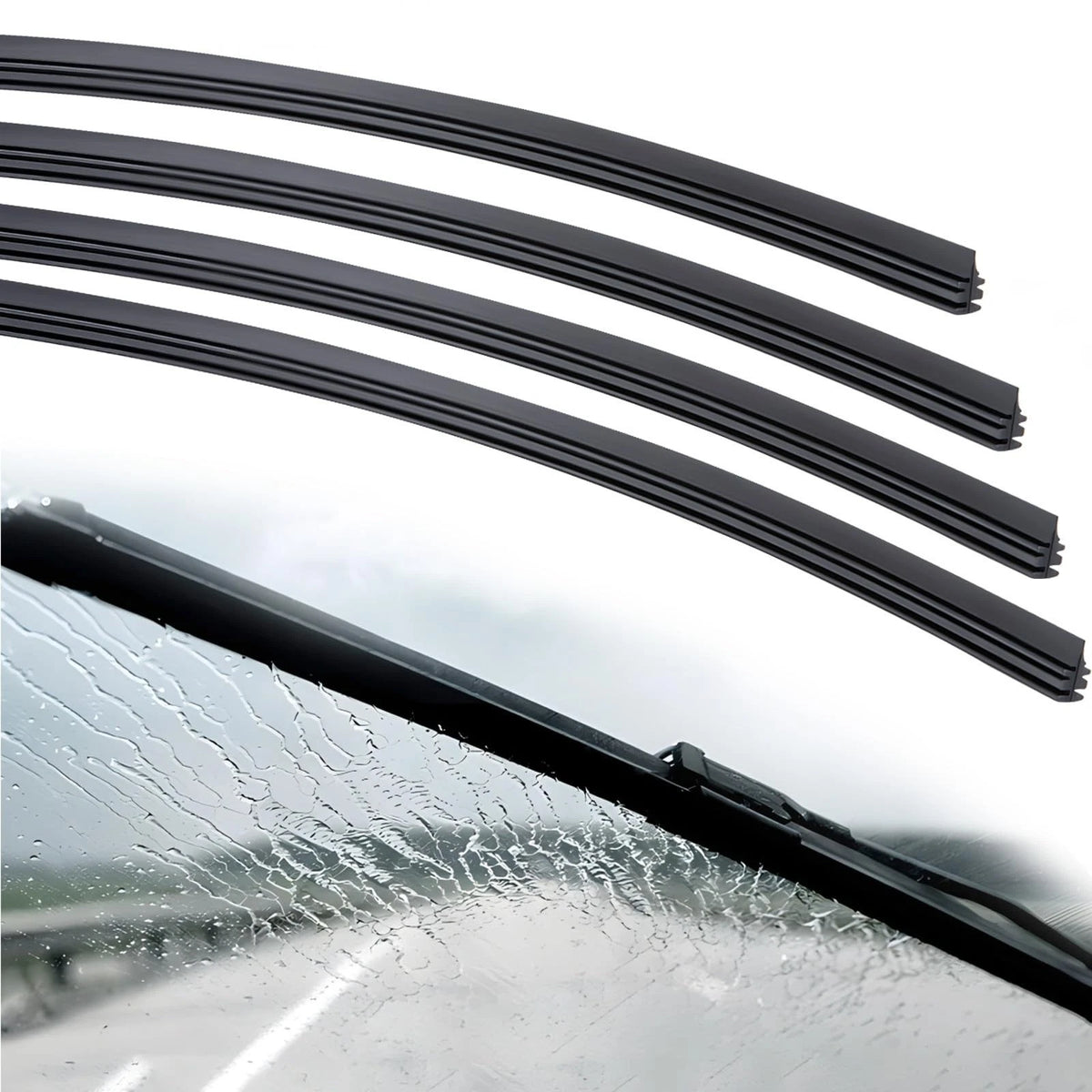 BFXM 4Pcs Wiper Blade Refill, 28 inch DIY Adjustable Universal Replacement Wiper