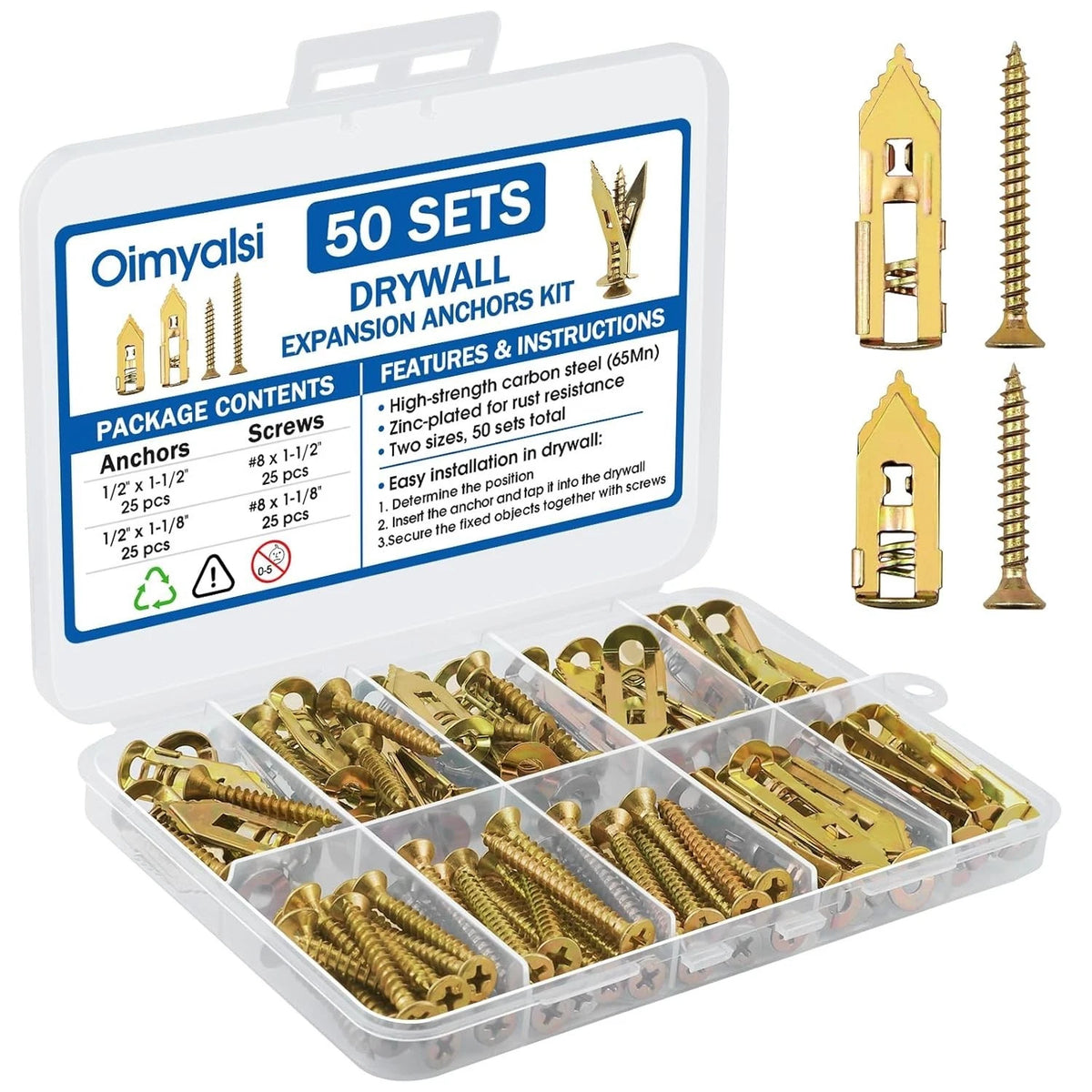 100 PCS Self Drilling Drywall Anchors with Screws ?Heavy Duty Metal Expansion W