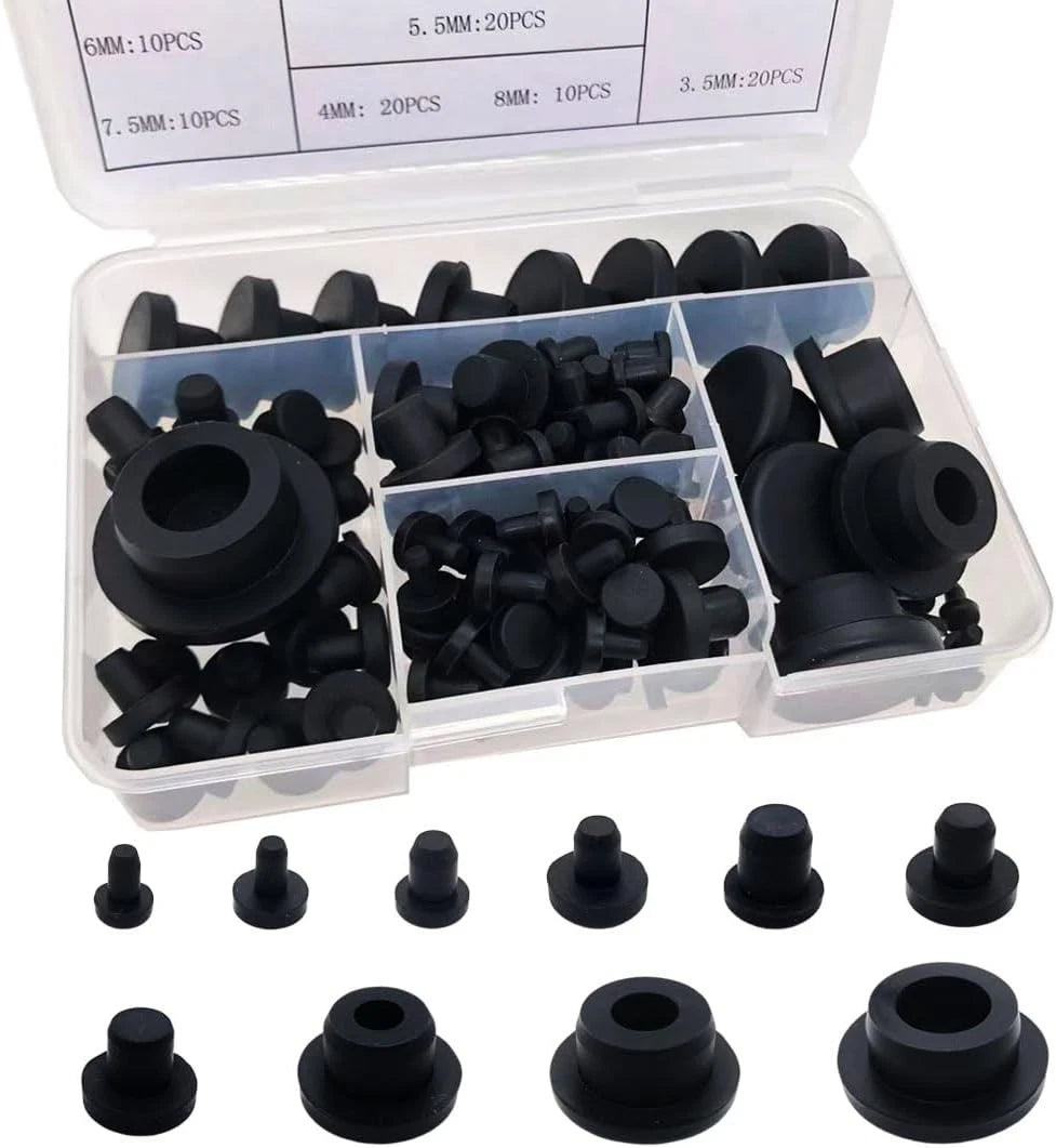 115-Piece Silicone Rubber Hole Plug Set - 10 Sizes for Sealing and Covering