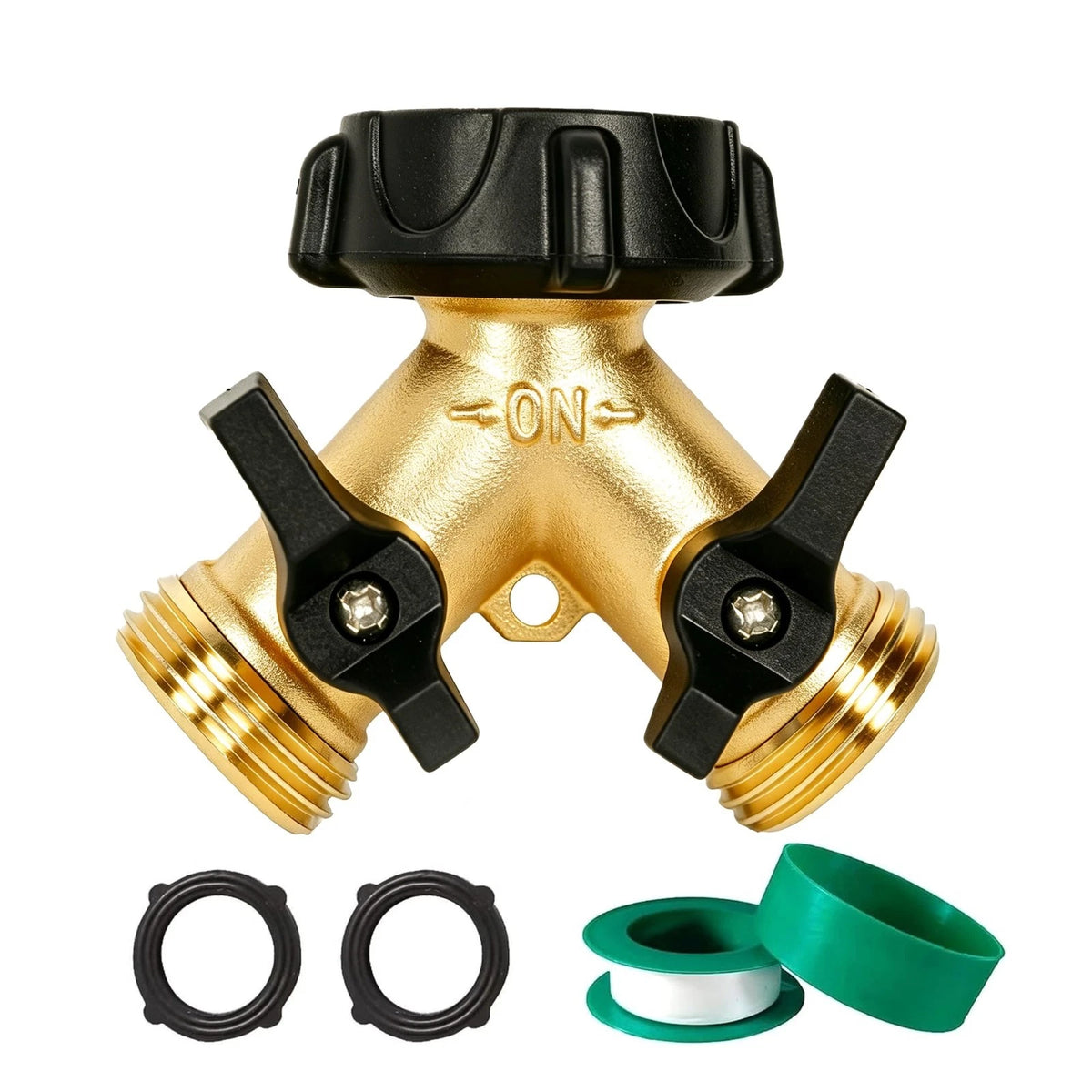 3/4 Inch Brass Garden Hose Splitter Heavy Duty 2 Way Y Splitter