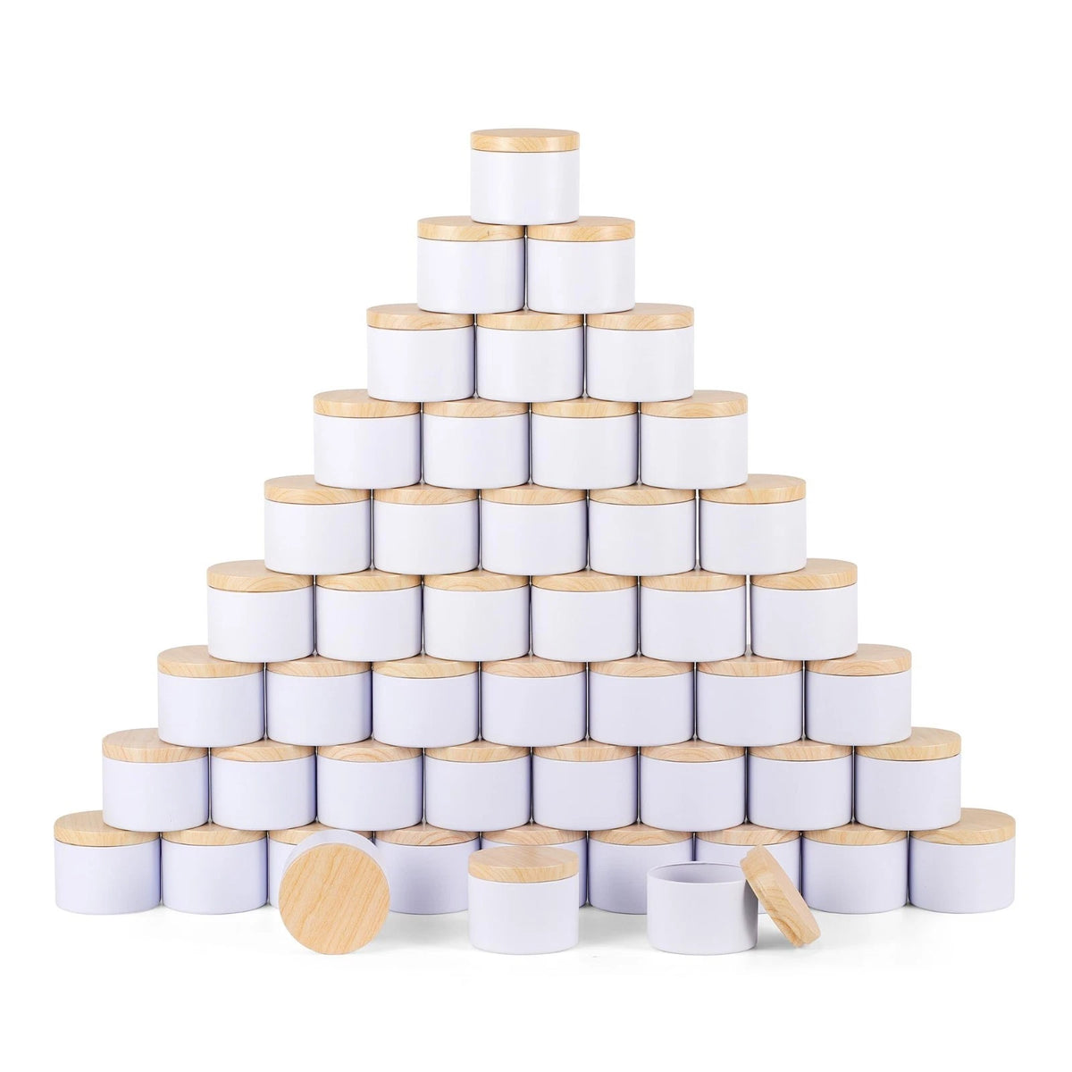 24 Pcs 4oz Matte White Candle Tins - Bulk Empty Candle Jars with Wood Grain L...