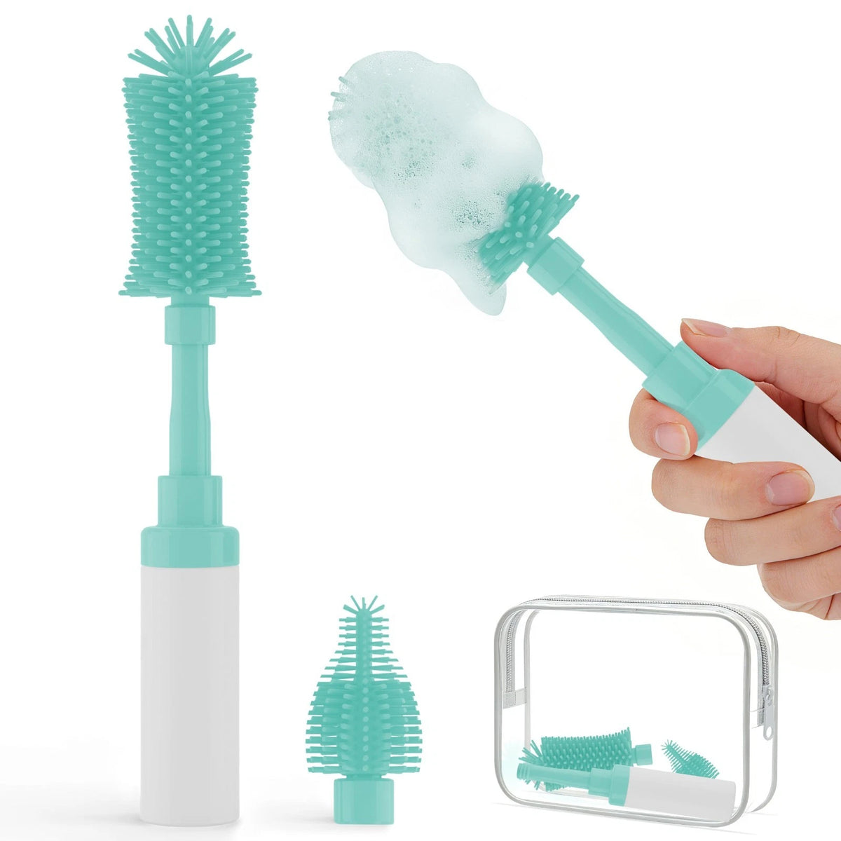 Chuya Baby Bottle Brush Kit - Silicone & Nipple for Blue