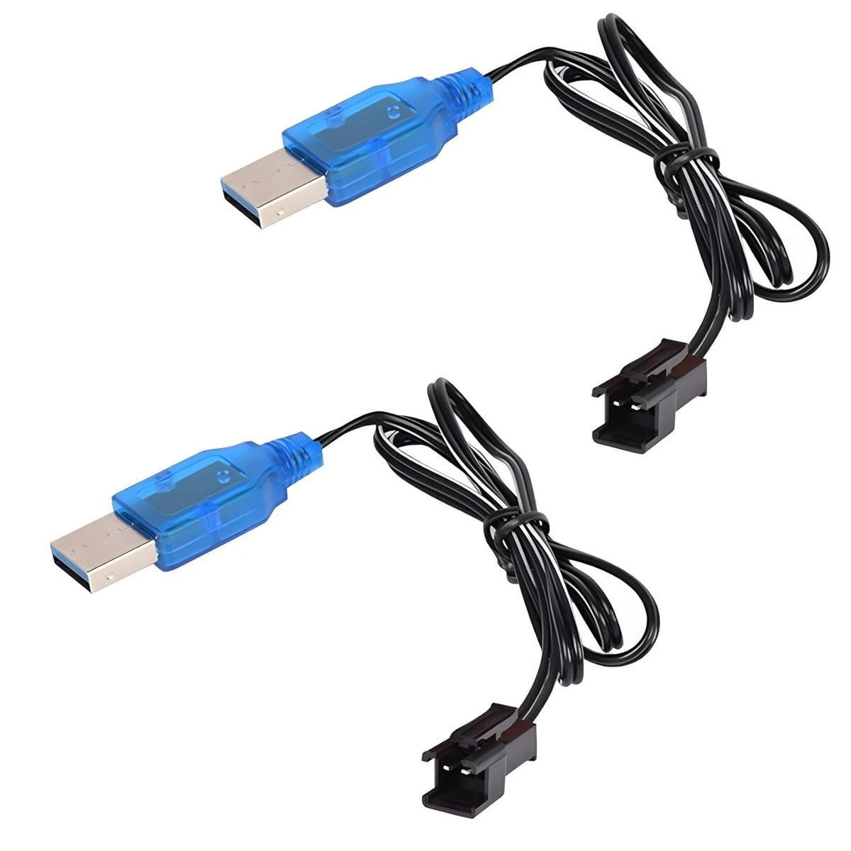 SAMLOO 2 Pack 3.7V Lipo Battery USB Charger Cable SM-2P Port Cable for 3.7V RC B