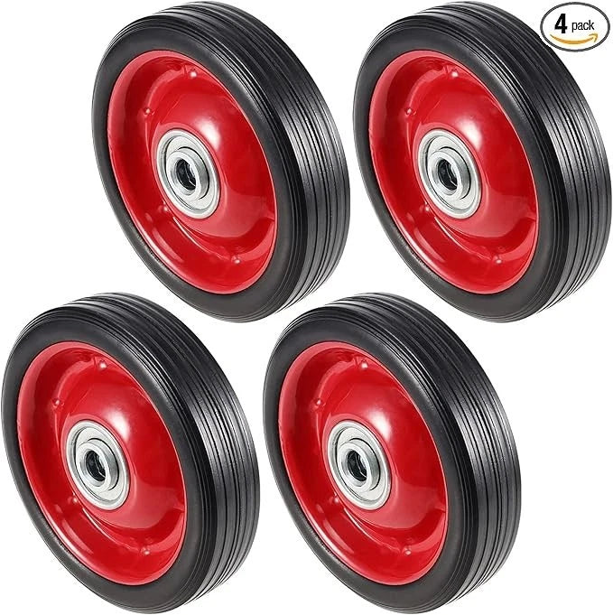 Solid Rubber Wheel Tire, Hand Truck Replacement Wheels, 4 Pack 5