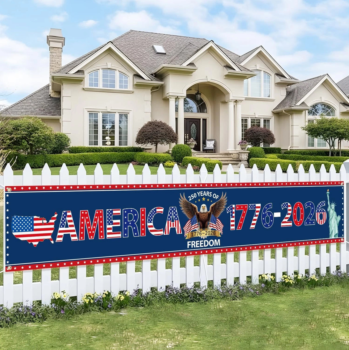 250 Anniversary USA Banner - USA 250Th Anniversary Yard Banner Decorations, 250