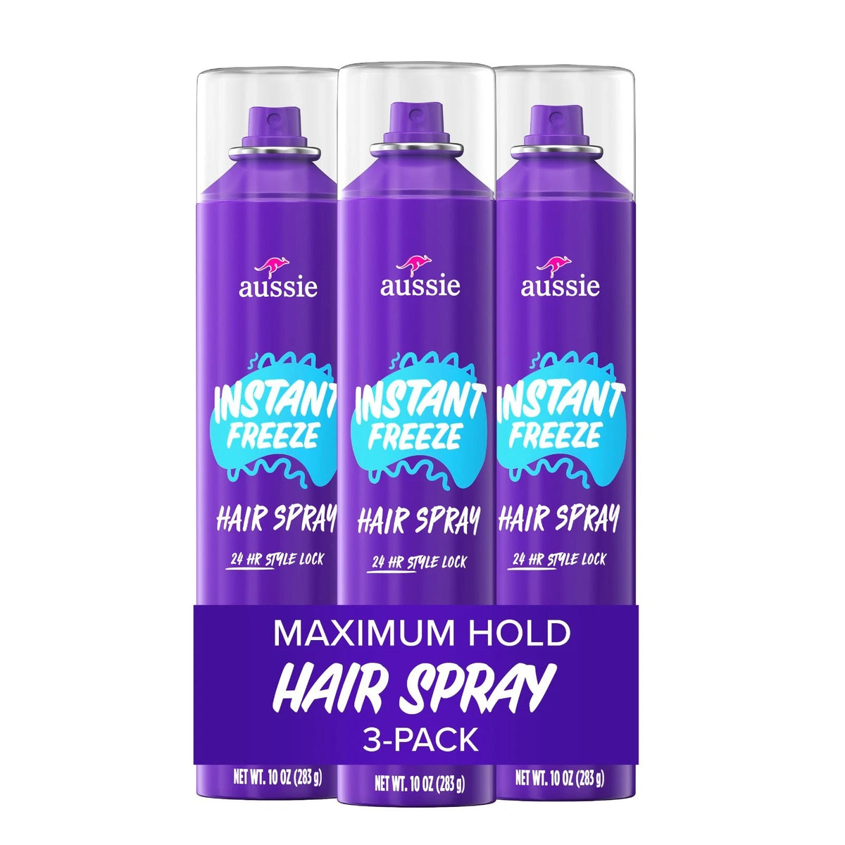 Aussie Instant Freeze Hair Spray for Extreme Hold, All Hair Types 10 Fl Oz 3 Pac