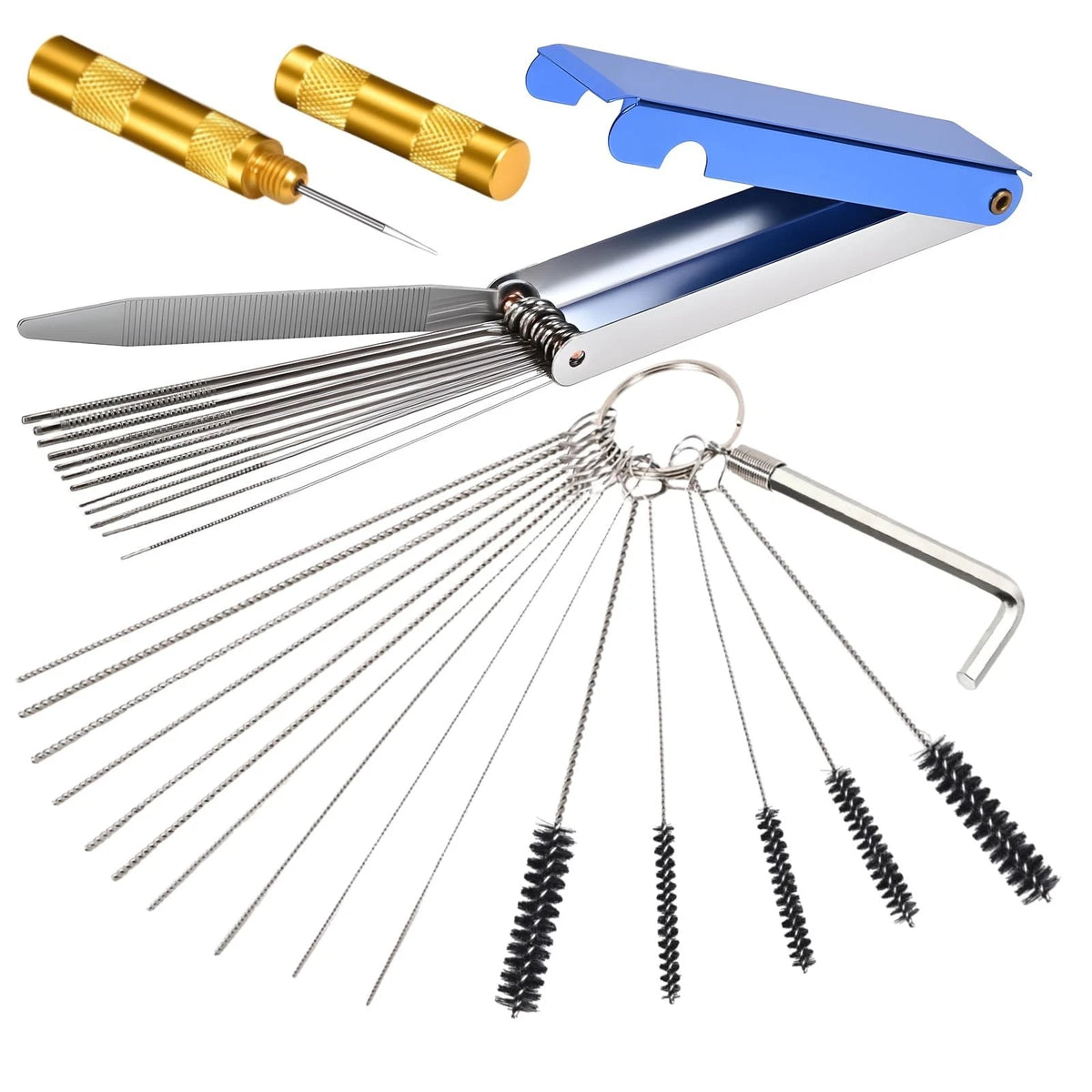Carburetor Cleaning Kit, 13 Stainless Steel Wires, 10 Needles, 5 Nylon Brushe...