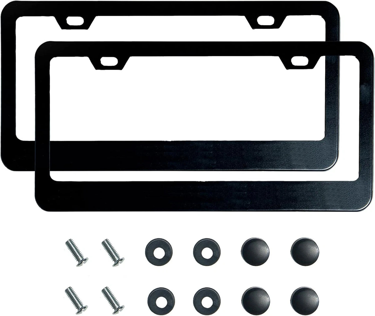2PCS Matte Black License Plate Frames, 2 Holes Solid Rust-Proof Stainless Ste...