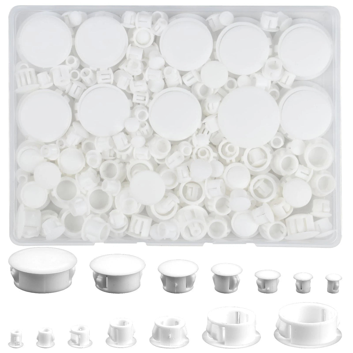 Plastic Hole Plugs 180pcs White Panel Knockout Locking Plugs Round Drill Screw