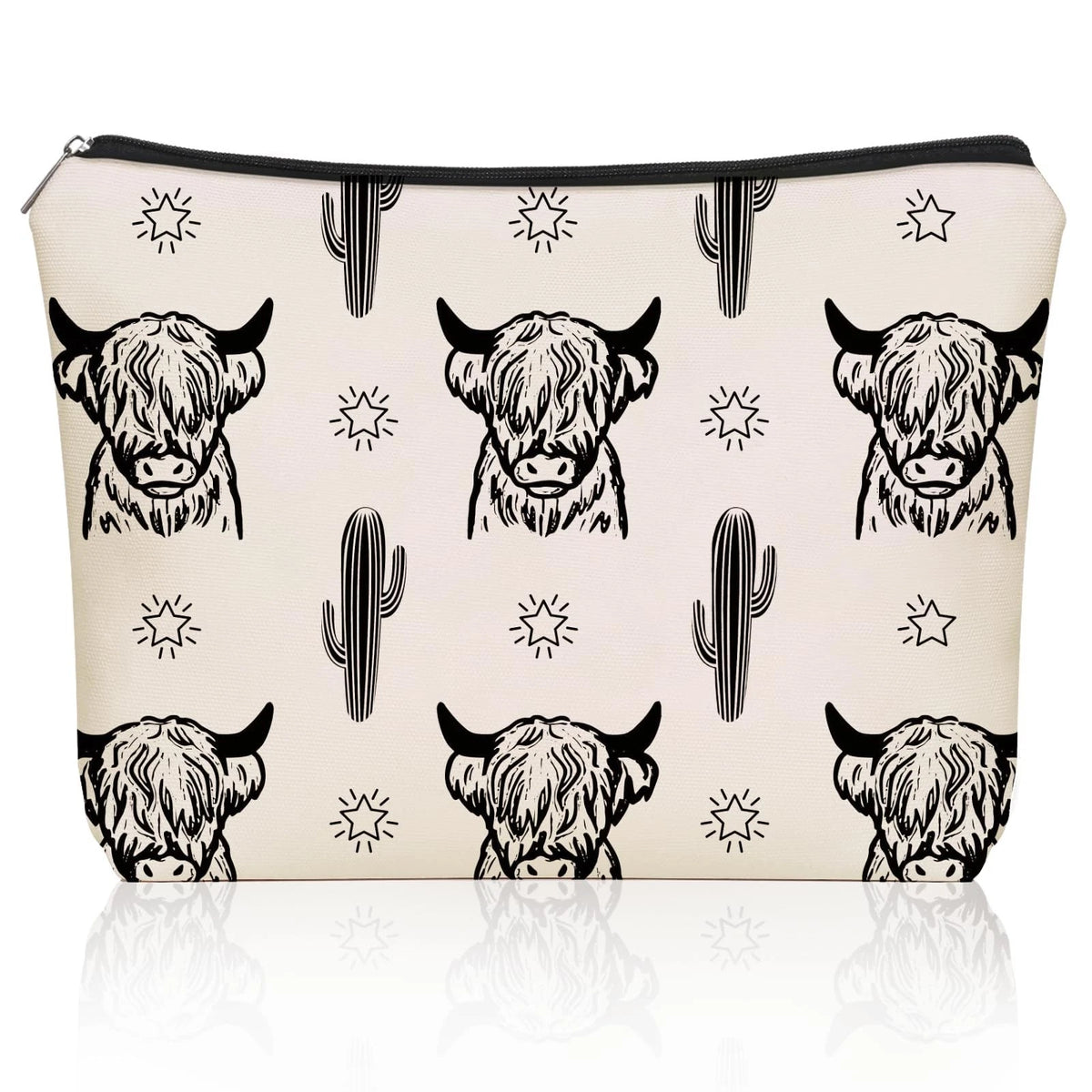 Western Cow Gifts Makeup Bag Versatile Highland Themed Cosmetic Bags Teen Girls