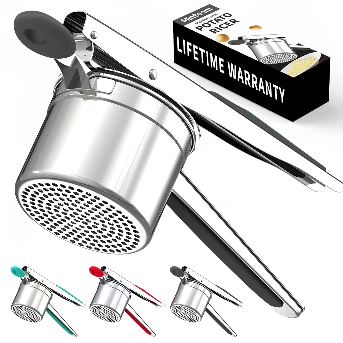 Large 15oz Potato Ricer for Mashed Potatoes, Heavy Duty 18/8 Stainless Steel Pot
