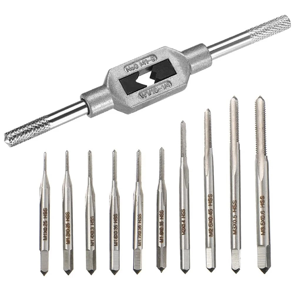 10pcs Micro Taps Bit Small Hand Screw Thread Taps M1-M3.5 HSS Mini Metric Plug