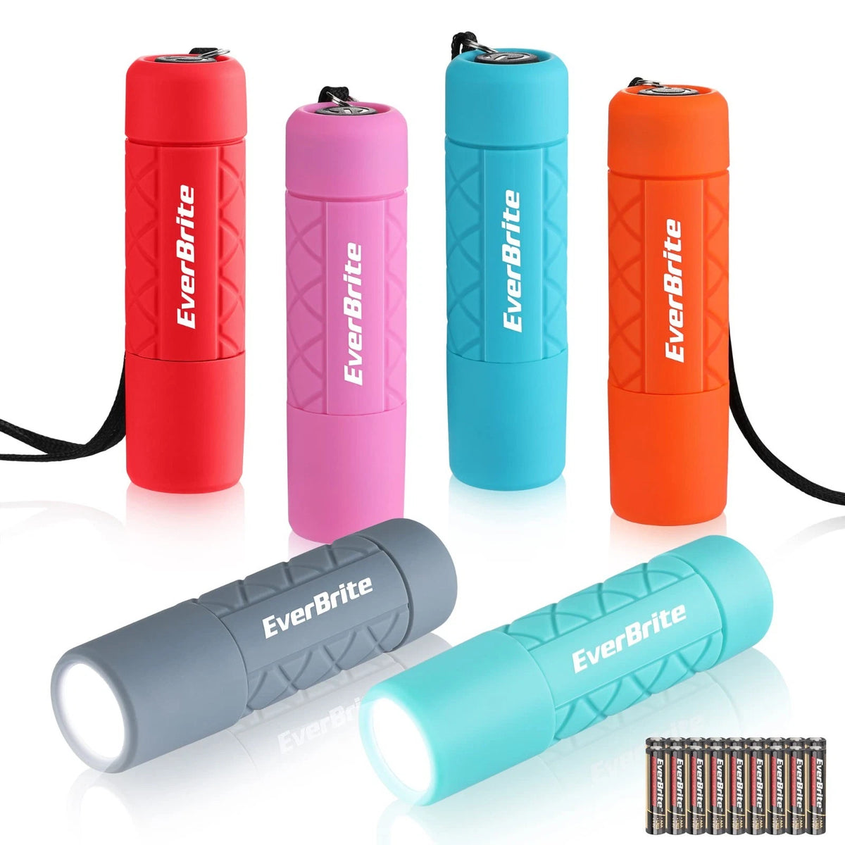 6Pack Mini LED Flashlight Set Multicolor Light w/Lanyard 1W Flashlight