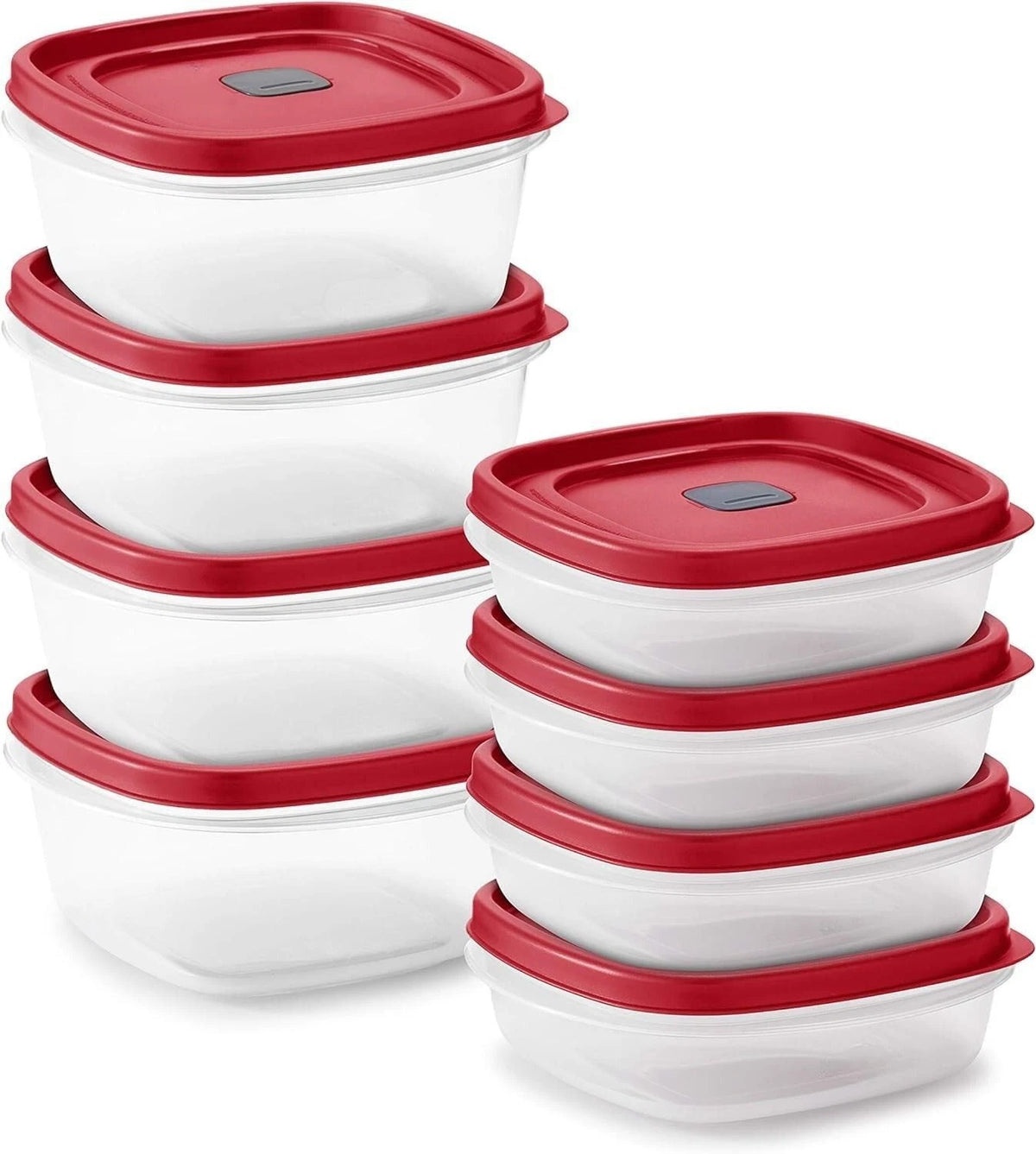 16-Piece BPA-Free Plastic Food Storage Set Red Vented Lids Microwave Dishwasher