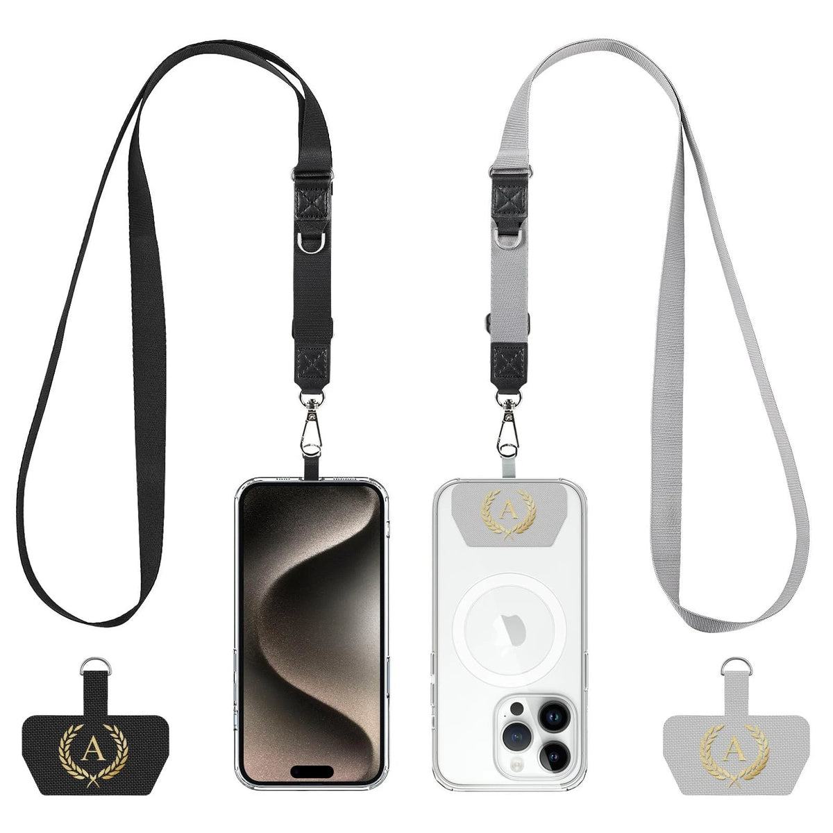 Cell Phone Lanyard 2 Pack-2×Adjustable Crossbody Strap,2×Letter Patches,Universa