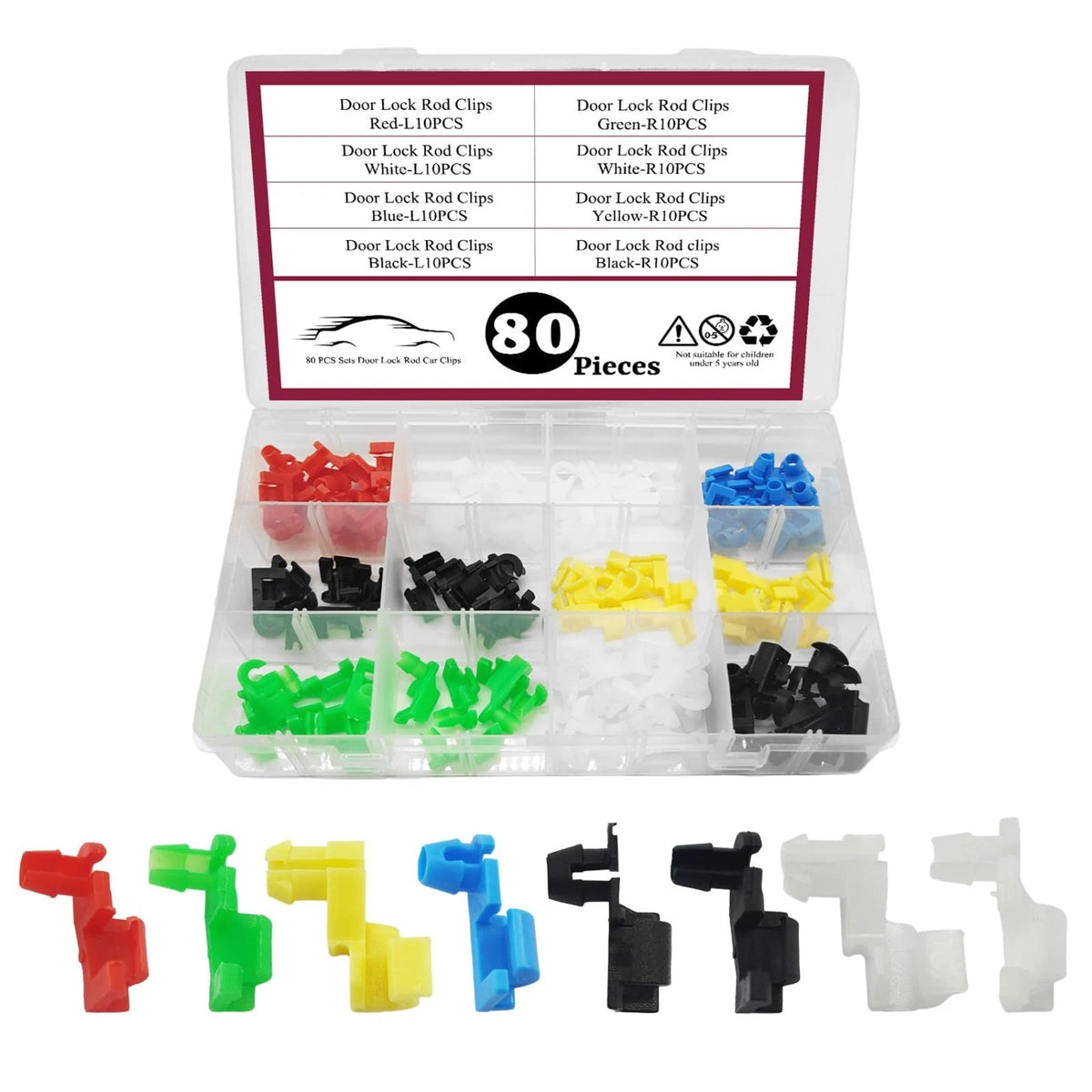 80PCS Door Lock Rod Clips Kit Car Door Handle Rod Retainer Tailgate Repair Set
