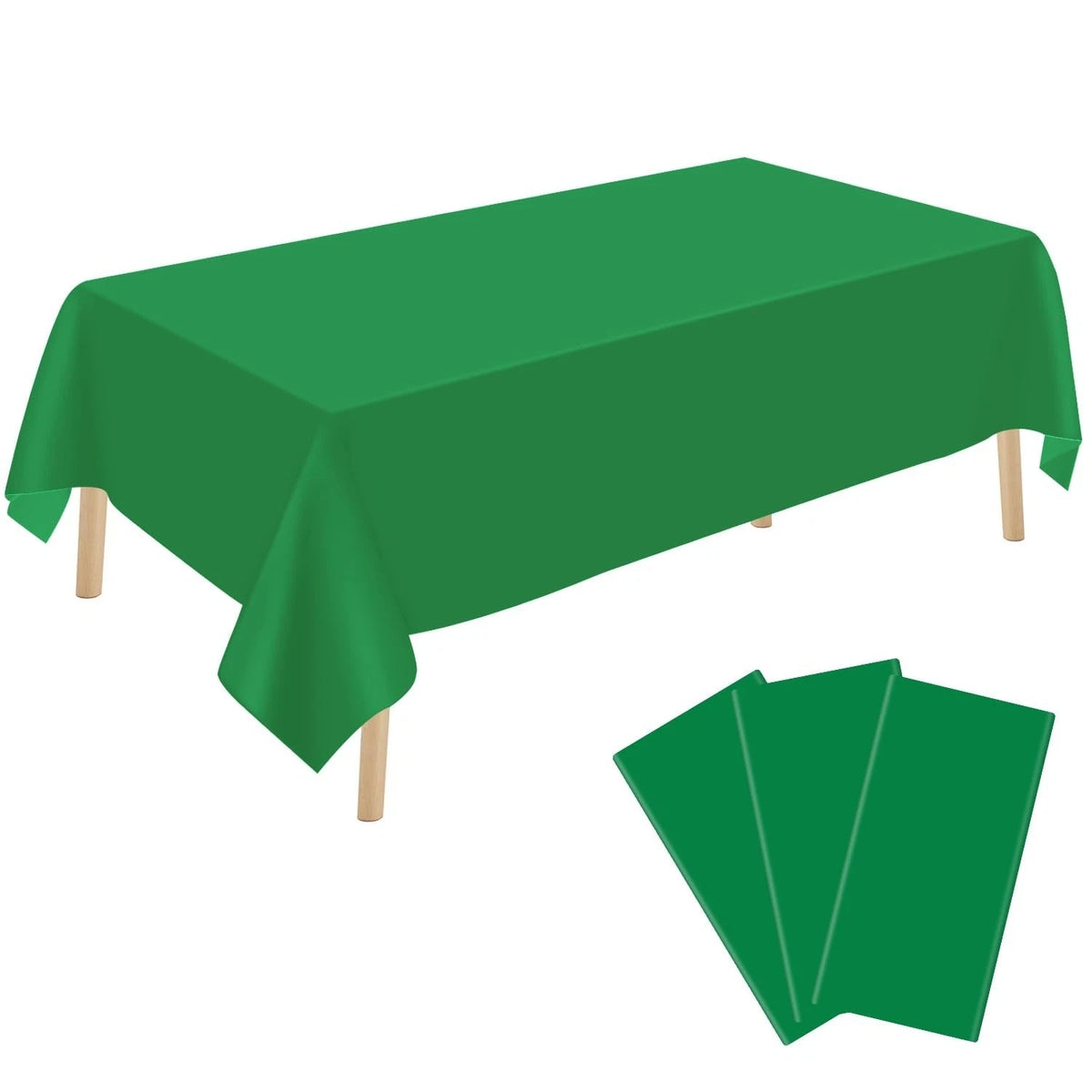 3 Pack Green Plastic Tablecloth Disposable Rectangular Table Cloth 54 x 108 Inch