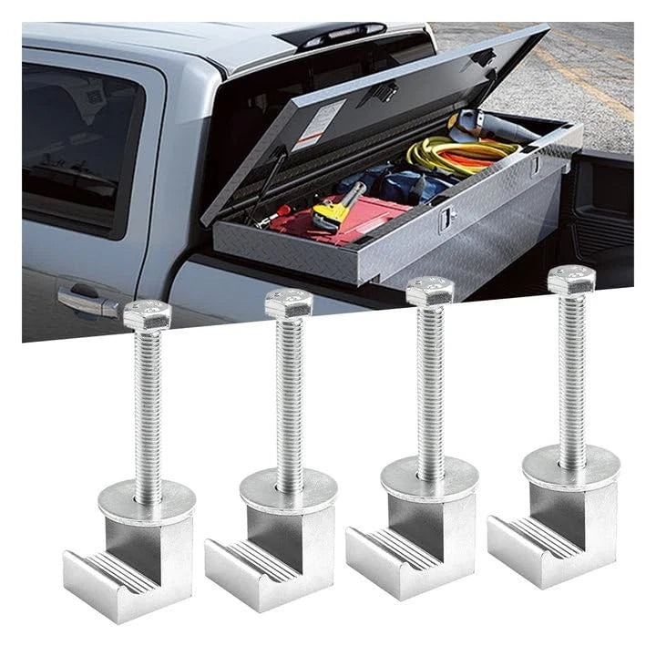 4PCS Truck Tool Box Mounting Kit, J Hook Toolbox 3.7×1.08 inch, Silver