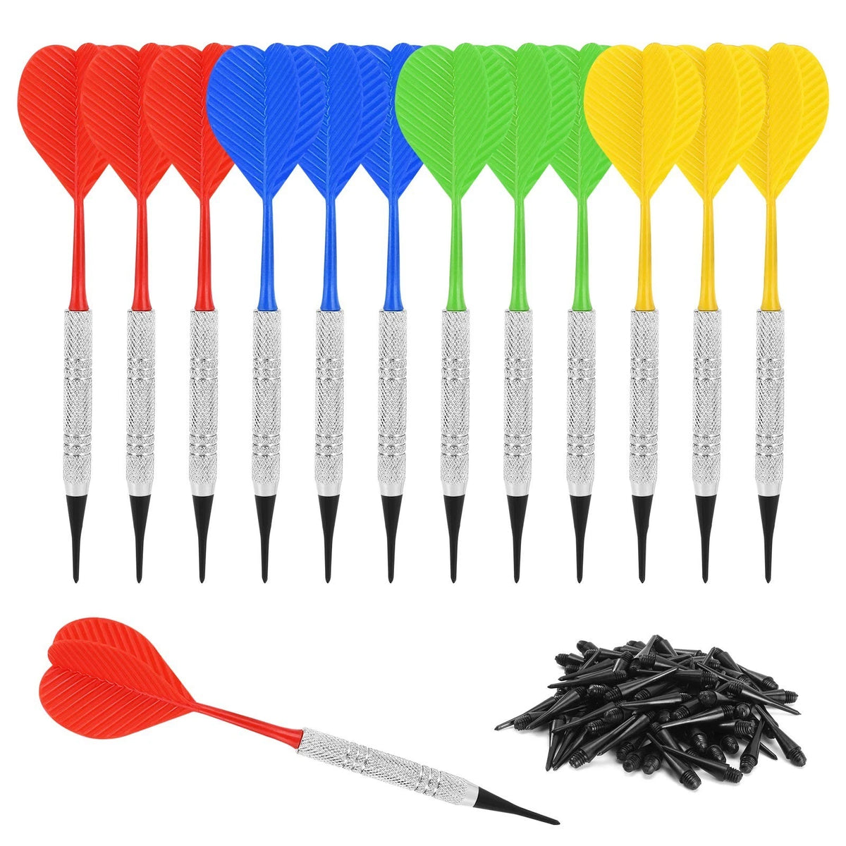 12 Pcs Soft Tip Darts Bar Dart Plastic Tip Darts Set Attach Extra 100 Black 2