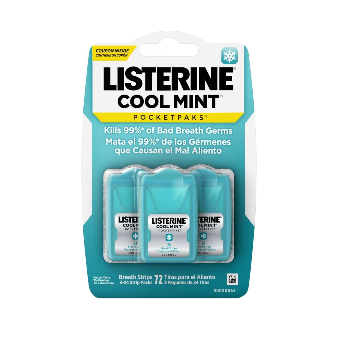 Listerine Travel Essentials Cool Mint PocketPaks 24 Count (Pack of 3), White
