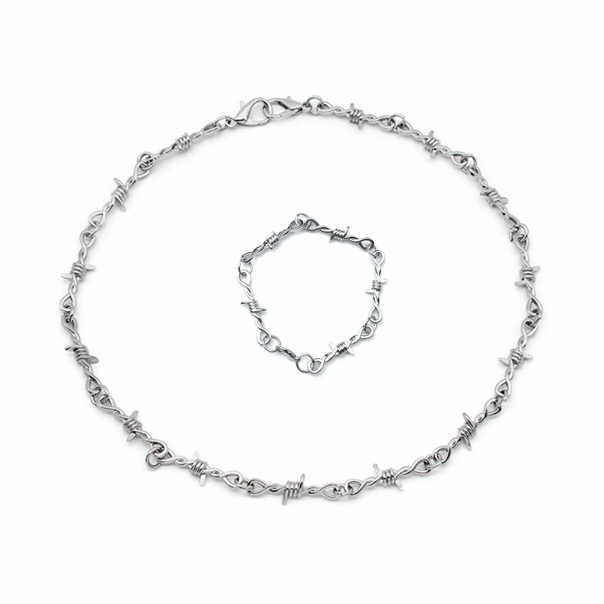 Small Punk Barbed Wire Necklace Hip Hop Thorn Choker Rock Jewelry Chain Neckl...