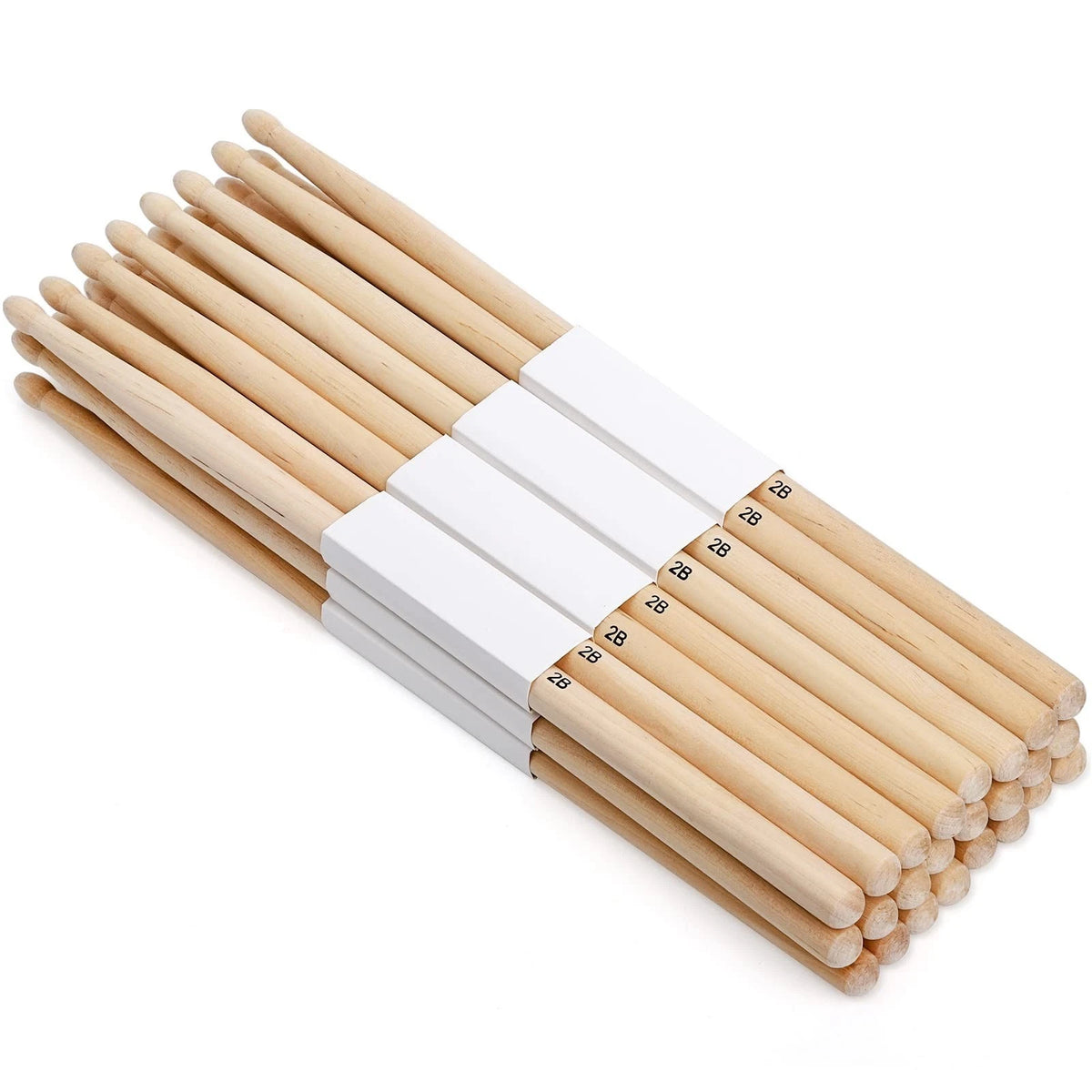 12 Pairs Drumsticks Hard Maple 2B Wood Tip Drum Sticks Exercise Drum Sticks