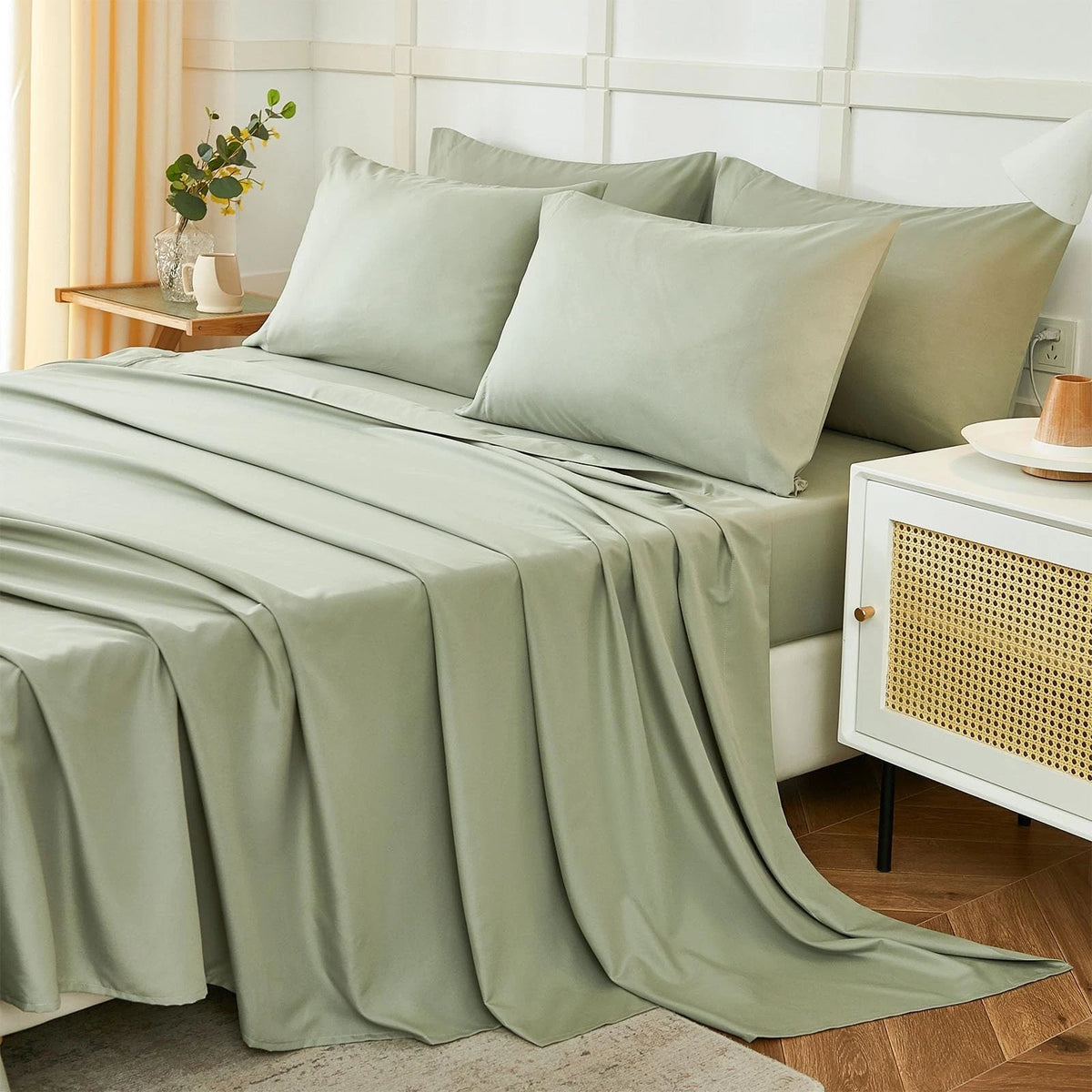 Queen Sheets Set 6 Piece,Hotel Luxury Super Soft 1800 Series Microfiber Queen Be