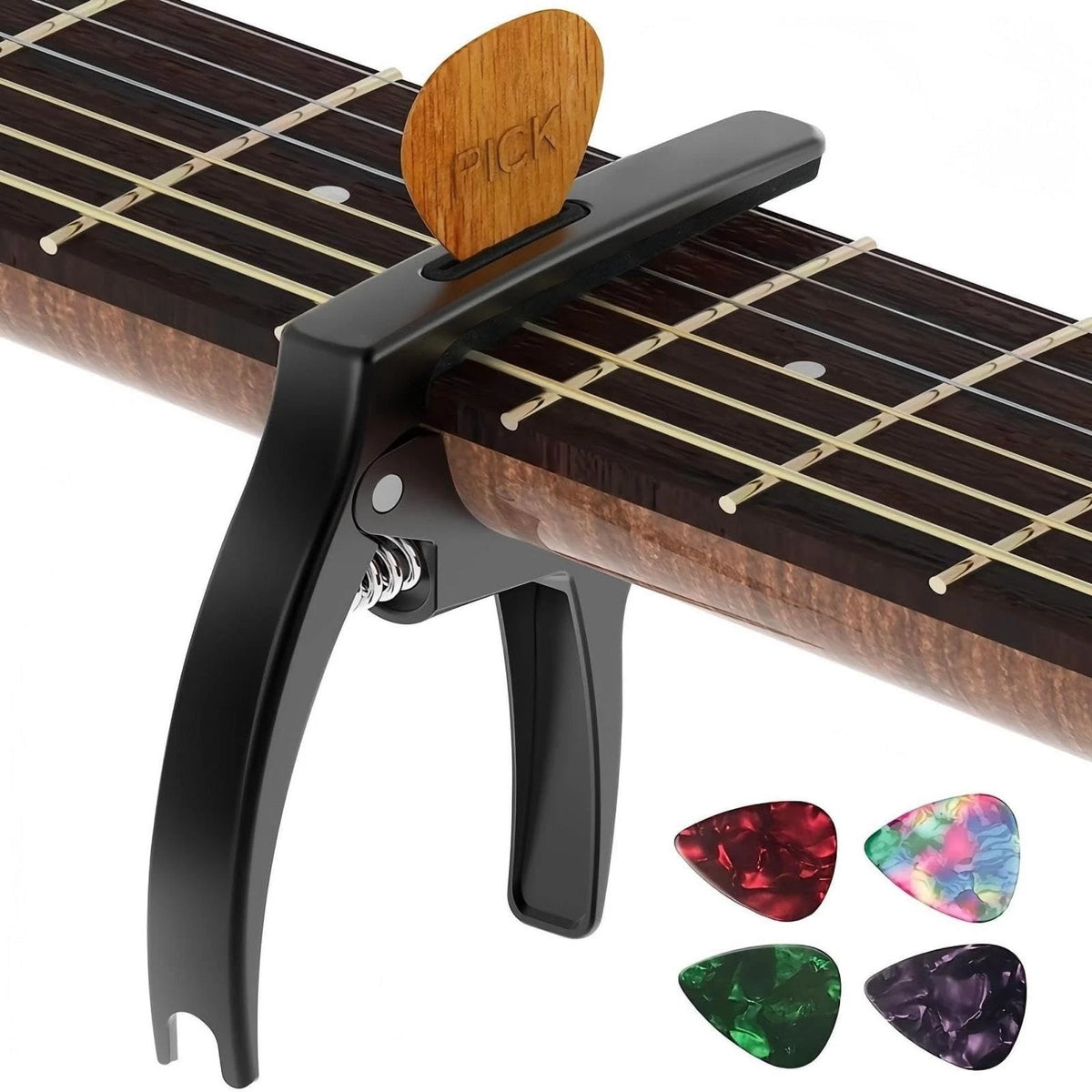 Guitar Capo, 3in1 Zinc Metal Capo for Acoustic and Electric Guitars with Pick...