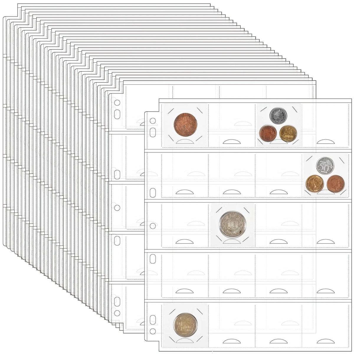 30 Sheets Coin Binder Sheets for 2