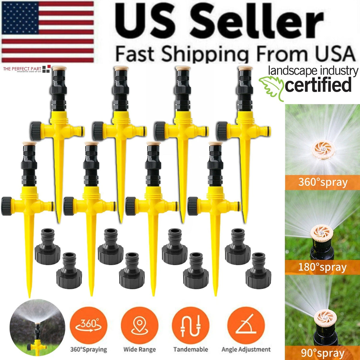 360? Rotation Auto Irrigation System Garden Lawn Sprinkler Patio Save Water USA