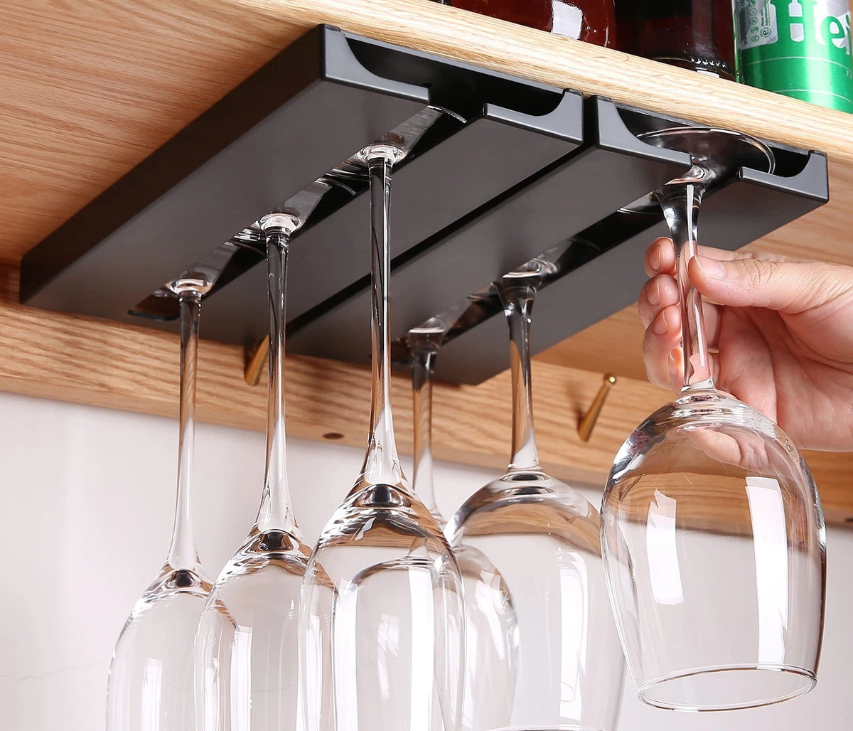 Wine Glass Holder under Shelf Cabinet Wine Glass Rack Plastic Stemware Rack Glas