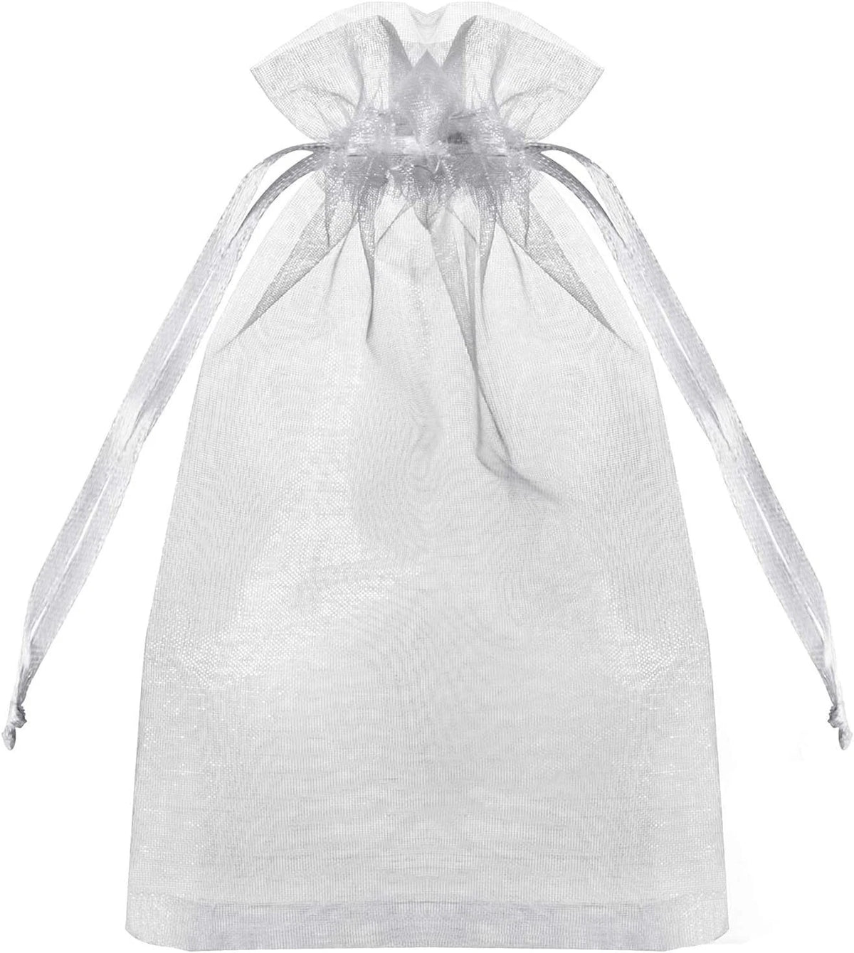 100PCS Premium Sheer Organza Bags, White Wedding Favor Bags with Drawstring, 4x6