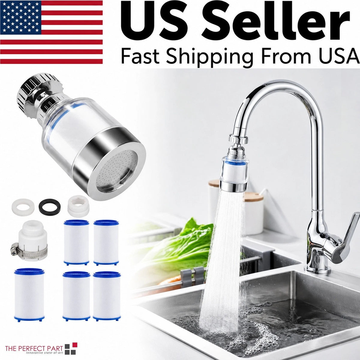 Faucet Water Filter Tap Filtration Kitchen Sink Mount Purifier System 360?otate