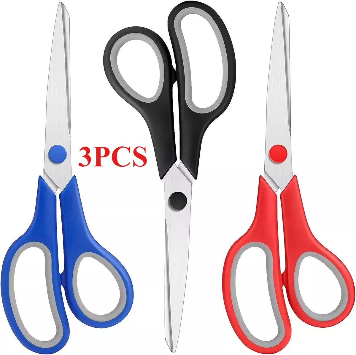 8-Inch Multipurpose Scissors Bulk Pack of 3 - Ultra Sharp Blades