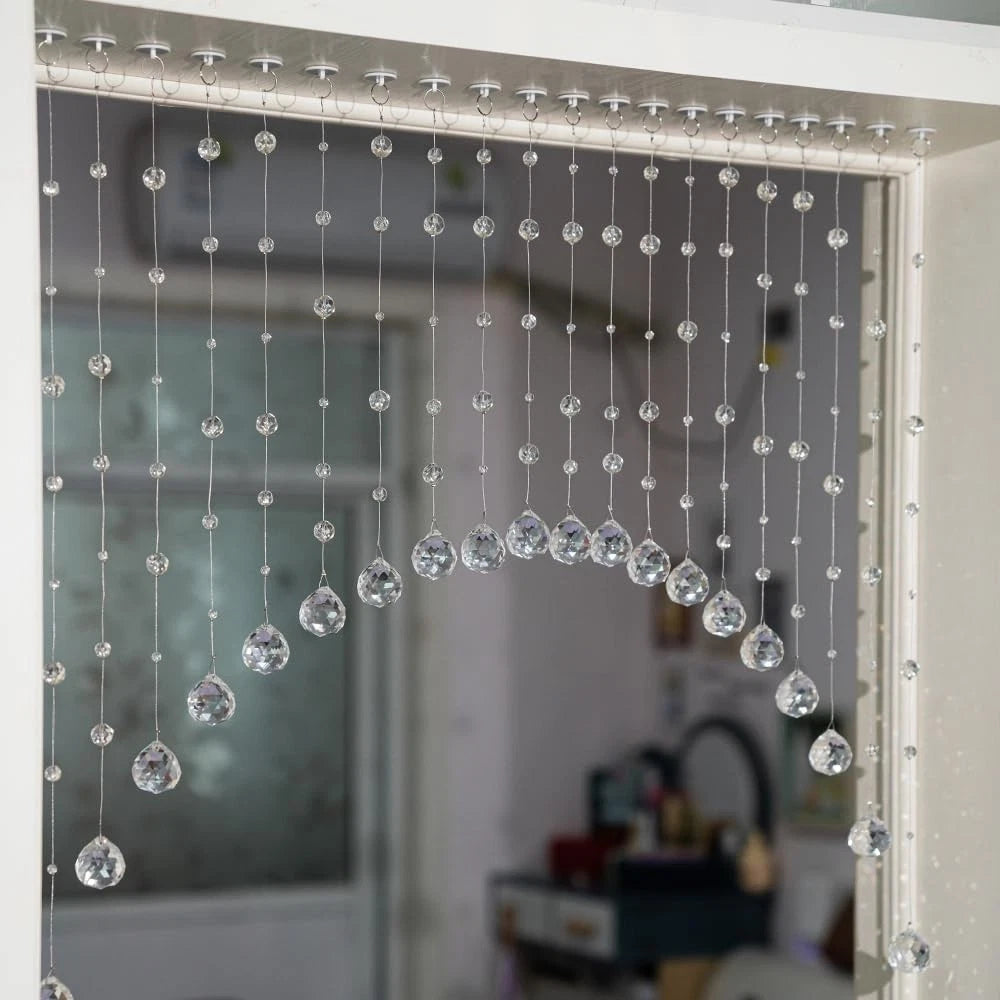 20 Strings Crystal Beaded Curtain, Arched Door String Curtain, Hanging Doorway R
