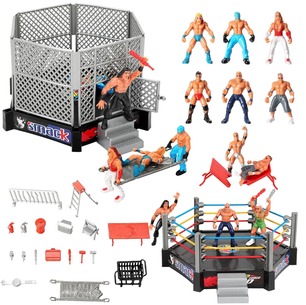 32Pcs Wrestling Toys for Kids, Wrestlers Playset with 12 Wrestling Action Fig...