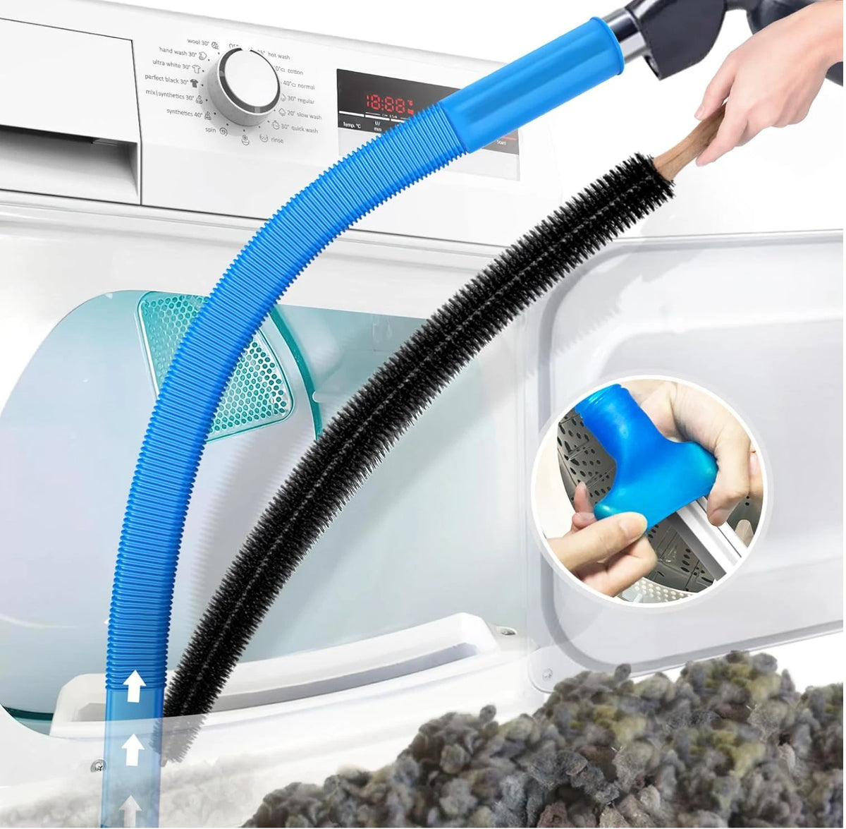 2PCS Dryer Vent Cleaner Kit, Lint Brush & Vacuum Hose Attachment Universal