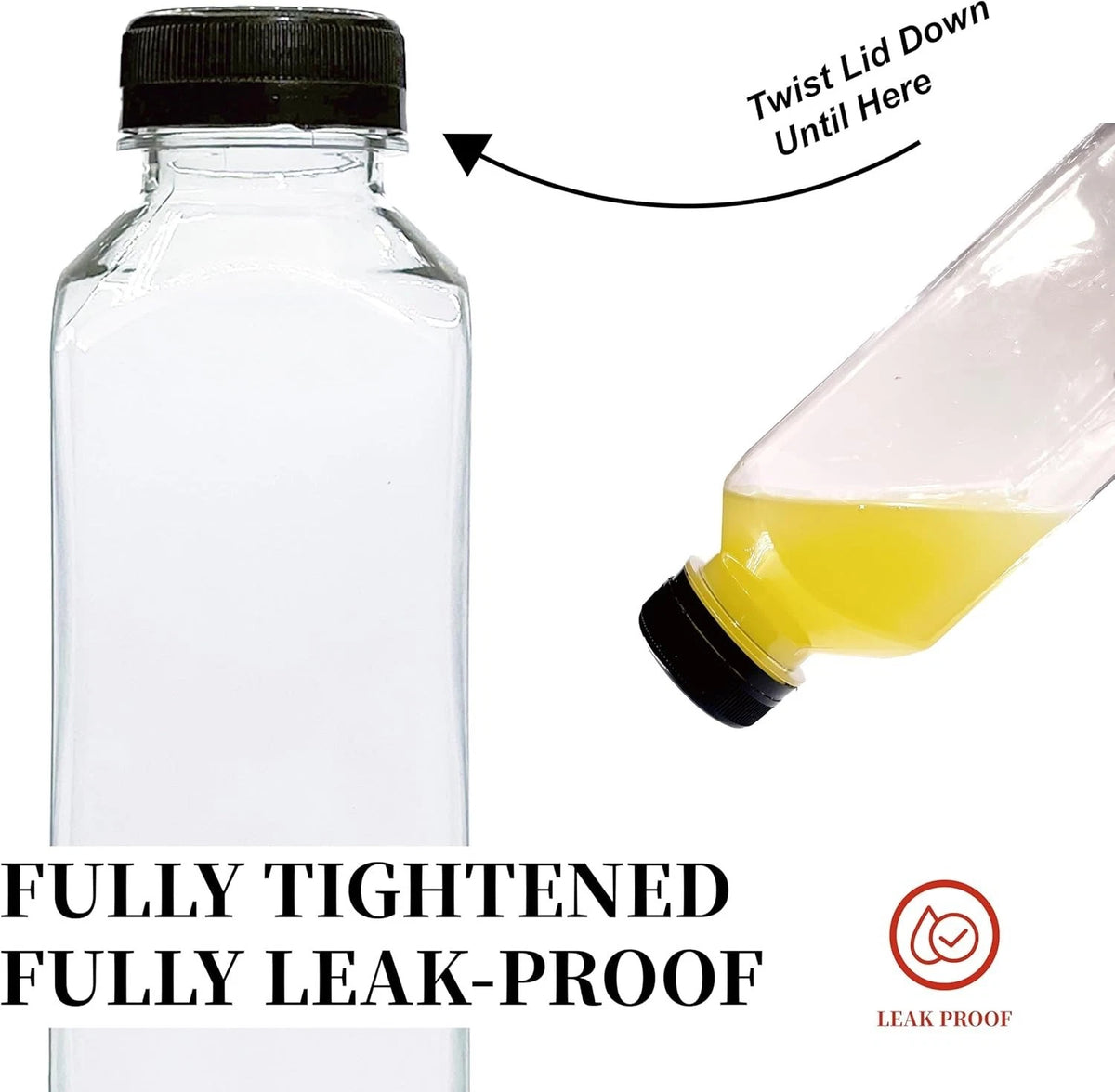 10pcs 16oz Plastic Juice Bottles, Juice Containers with Lids, Clear Bulk Beve...