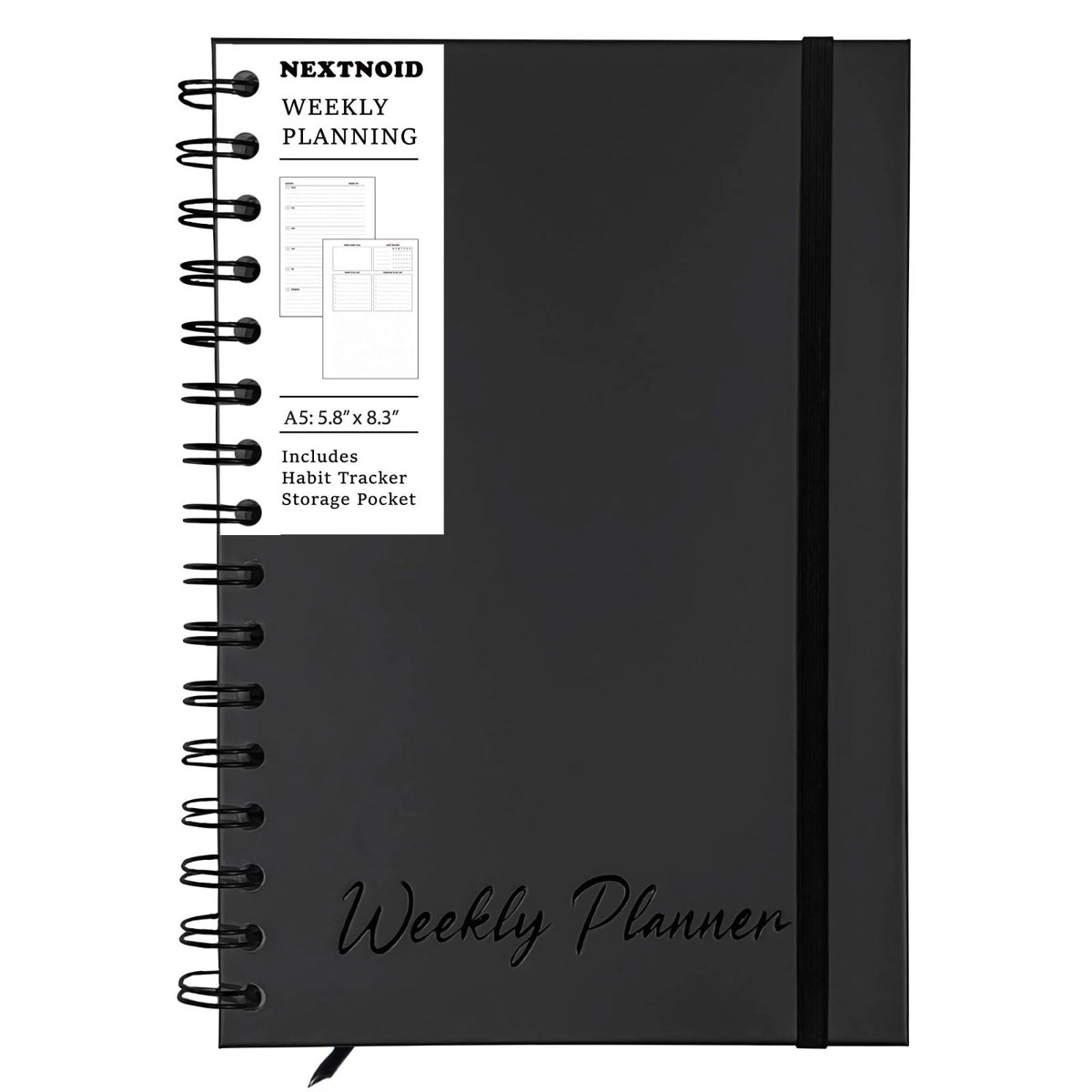 Undated Weekly Planner Notebook 2026, A5 (5.8