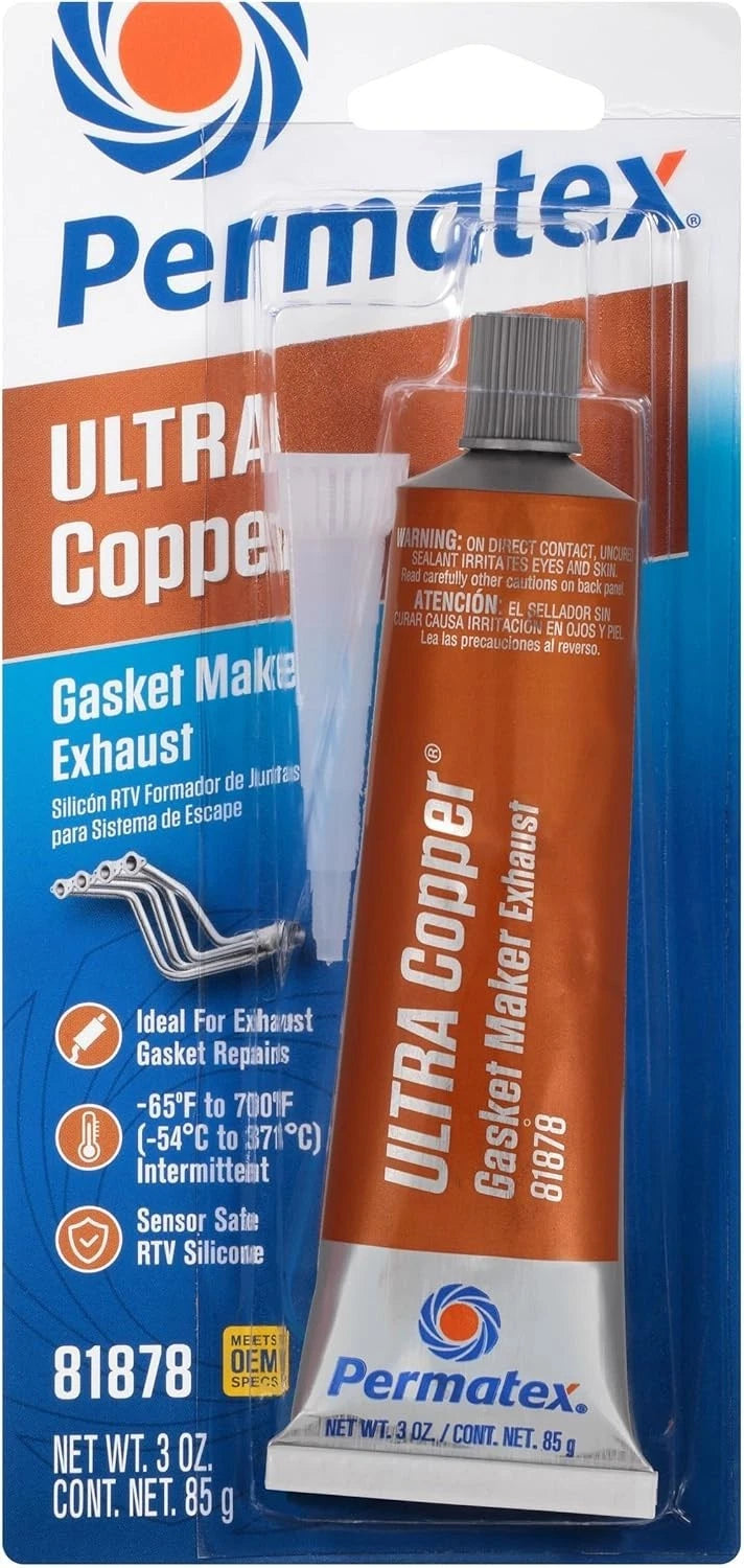 Permatex 81878 Ultra Copper RTV Silicone Gasket Maker, 3 oz, Max Temp Sealant
